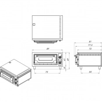 REMTA S17 4'LÜ ELEKTİRKLİ PİZZA FIRINI MONOFAZE 62 CM X 62 CM 