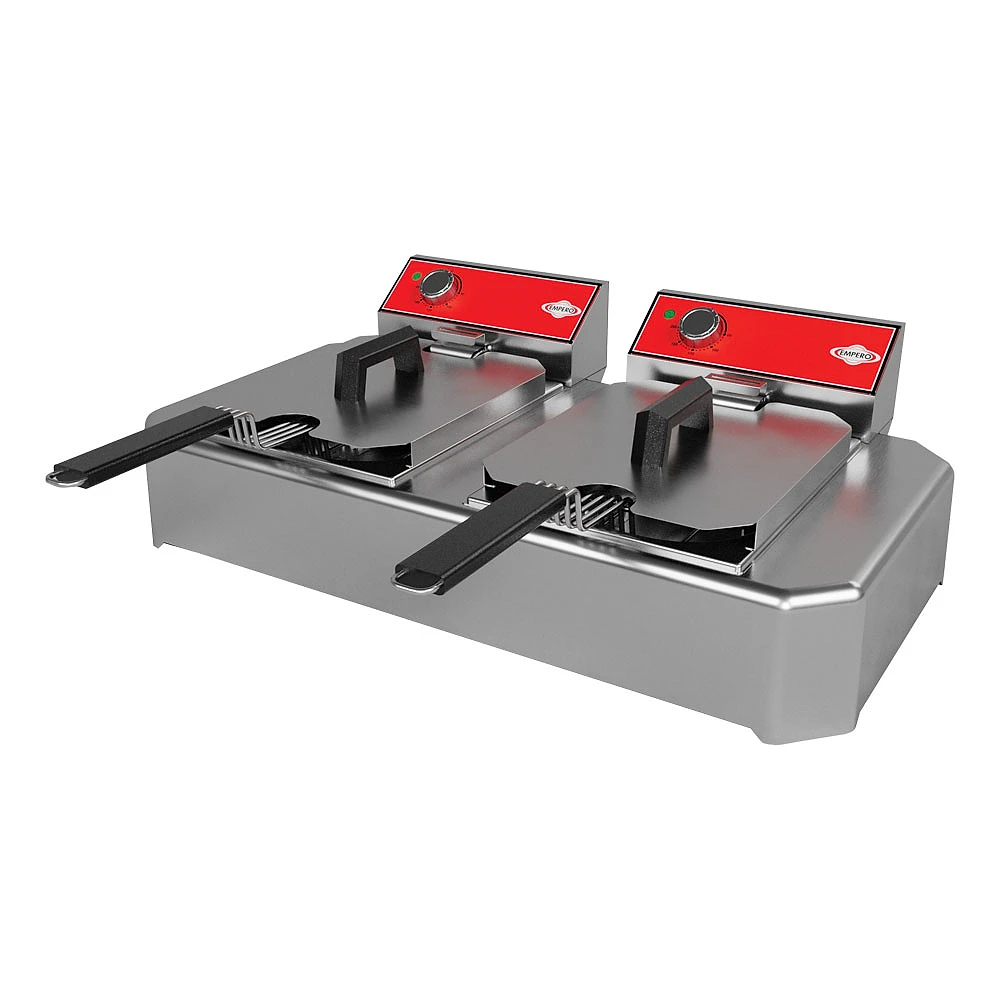 Empero EMP.SFE.020 çift hazneli set üstü elektrikli fritöz, 2x5 litre paslanmaz hazne ve sepetler - Görsel 2