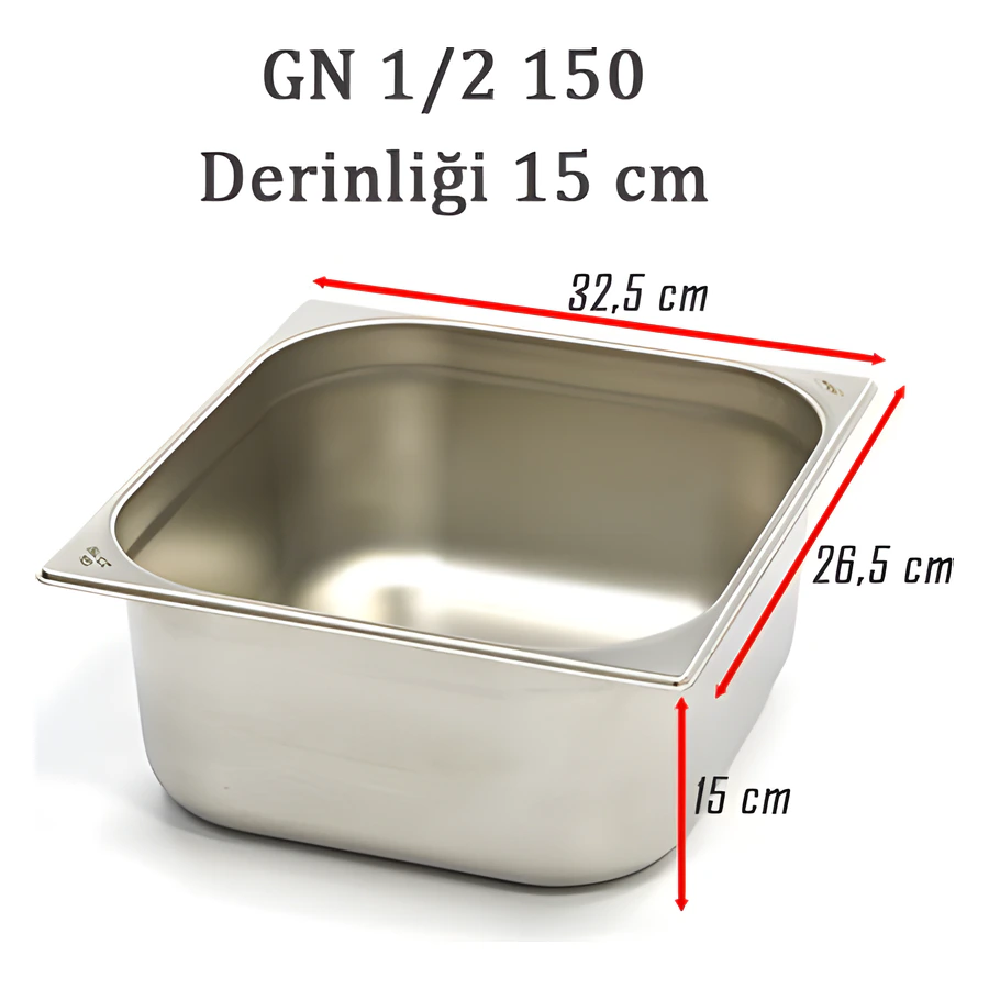 Bilge İnox 1/2-150 standart deliksiz paslanmaz gastronom küvet 6GN00023