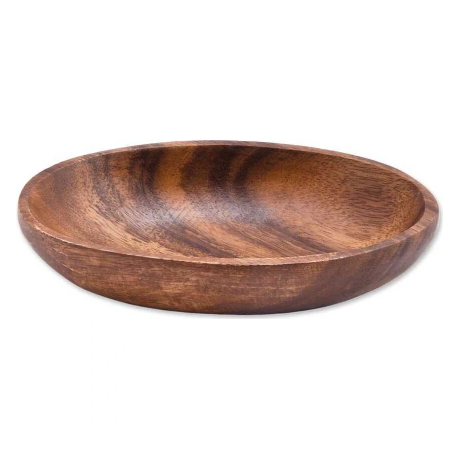 Epinox Aras oval akasya kuruyemişlik 18 cm SAK-18O, yumuşak hatlı ahşap ikram kabı