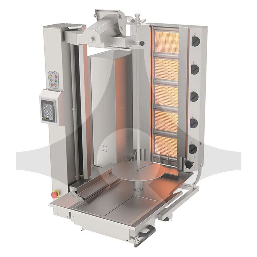 Atalay ADR-C1-5G Compact gazlı 5 gözlü döner robotu, otomatik kesim ünitesi ve et haznesi
