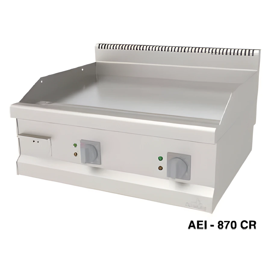Atalay AEI-870 CR krom düz pleyt elektrikli ızgara 80x70 cm, çift termostat