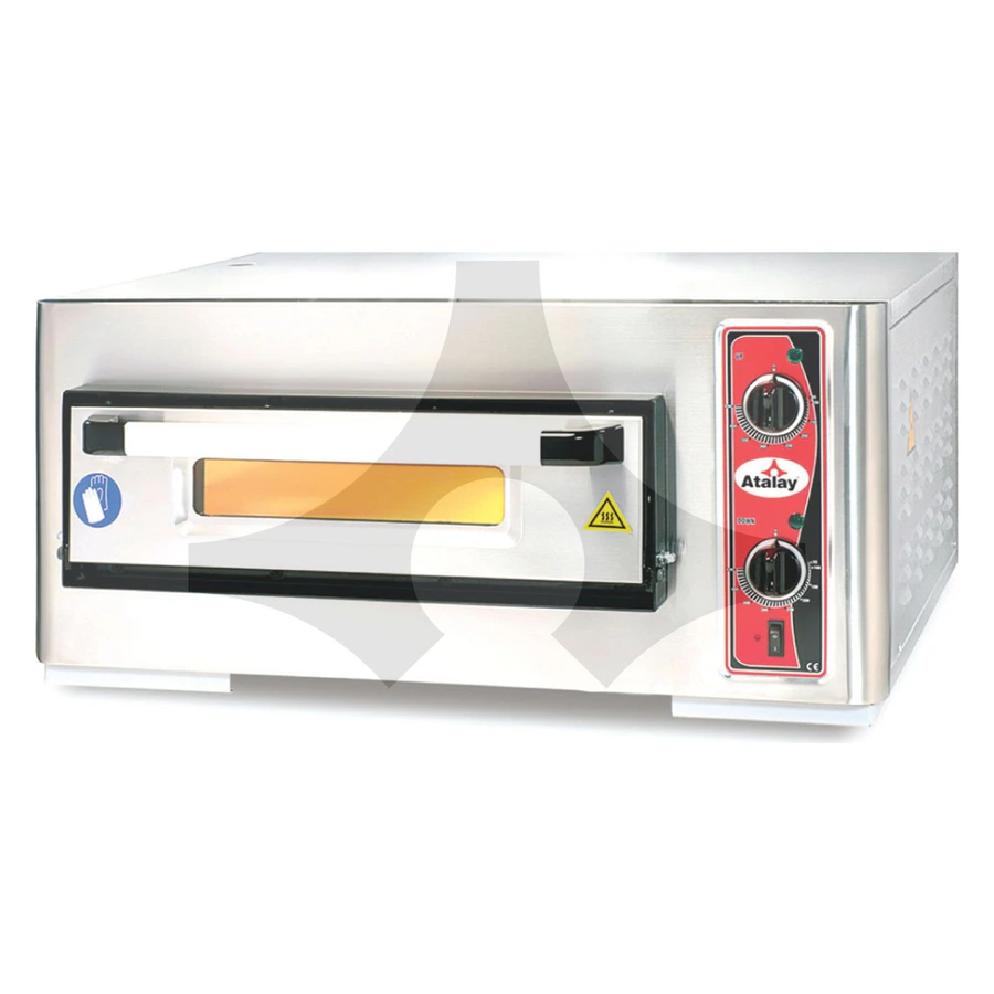 Atalay APF-50-1 tek katlı 50x50 cm pizza fırını, taş tabanlı ve iç aydınlatmalı