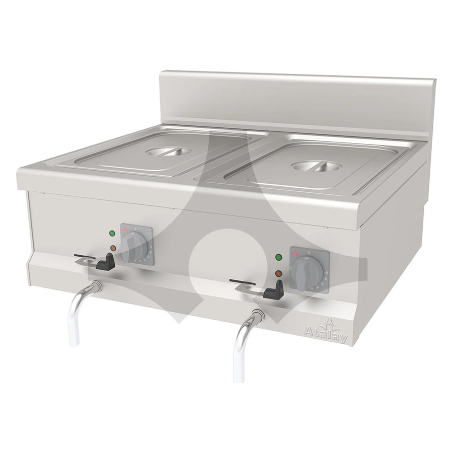 Atalay ASB-870 80x70 cm elektrikli sos bain marie, geniş paslanmaz hazne