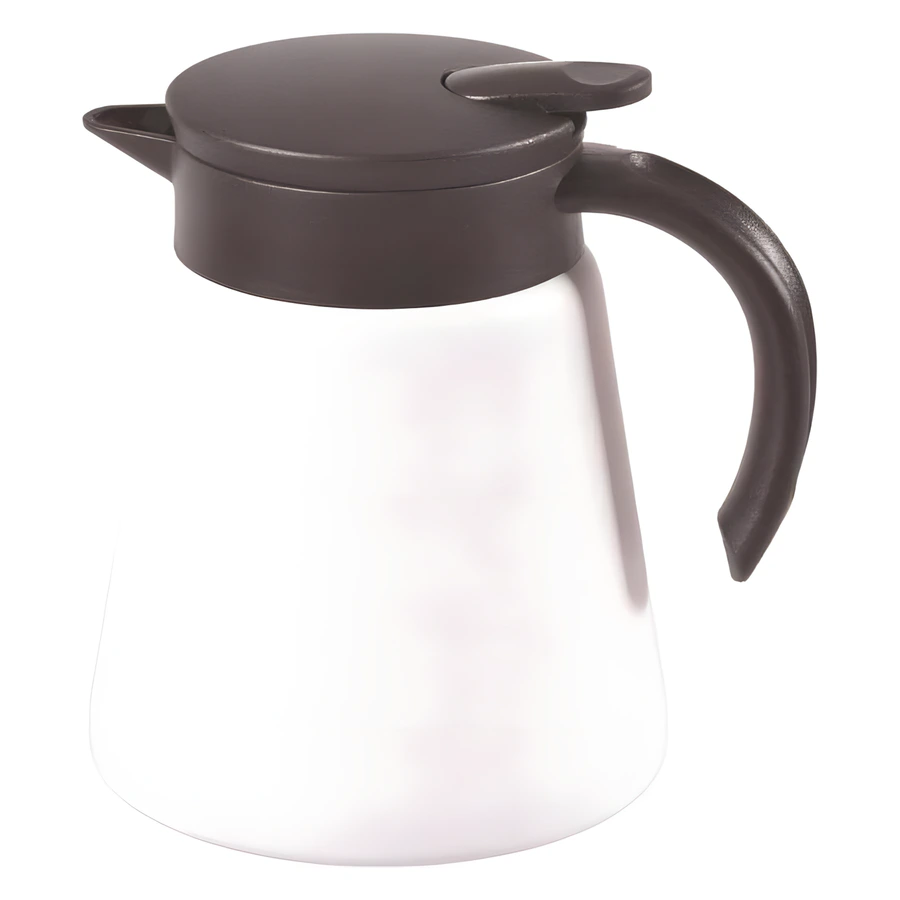 Epinox KTB-6 beyaz 600 ml paslanmaz çelik termos, tutacaklı masa servis termosu