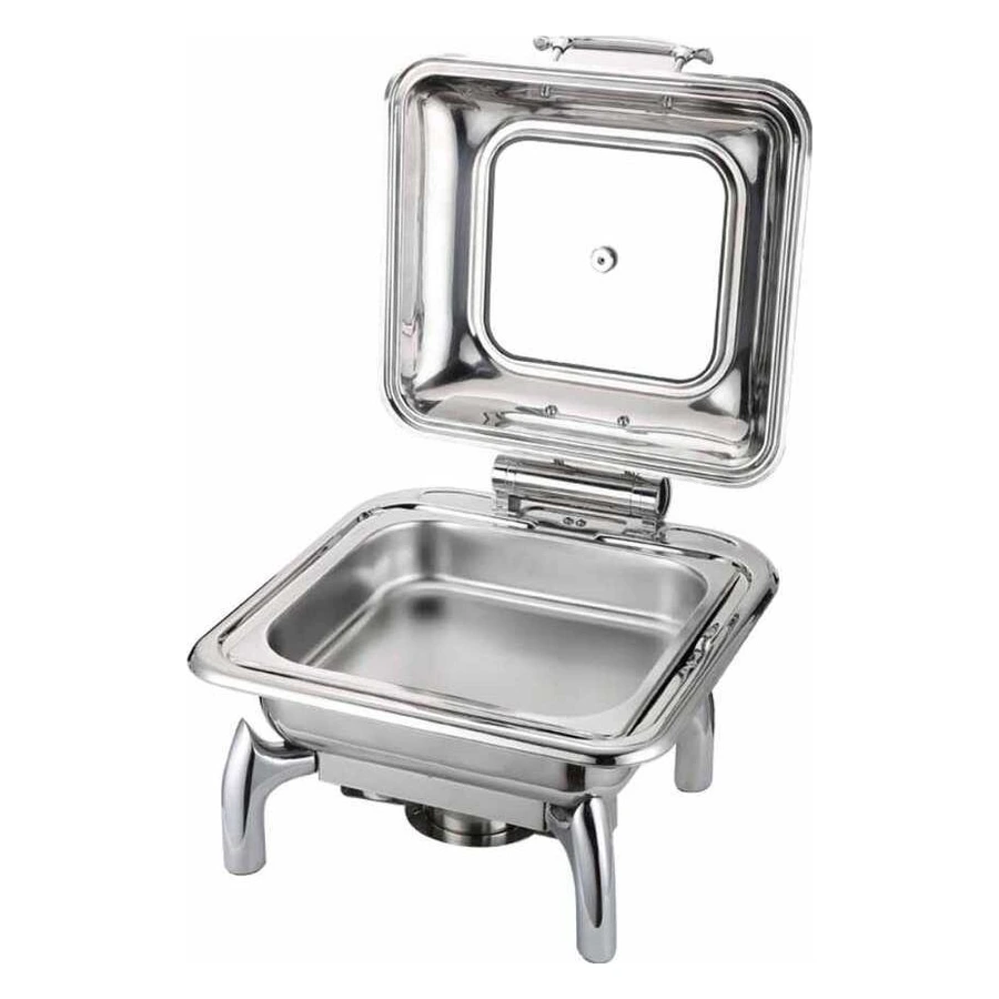 Epinox CDH-6 hidrolik kapaklı 2/3 chafing dish, yakıt hazneli paslanmaz gövde