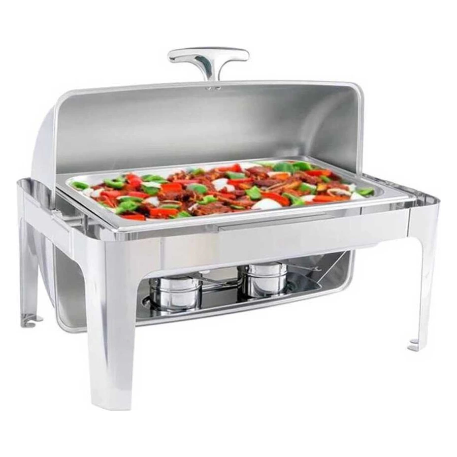 Epinox CDR-9 roll top döner kapaklı 9 litre chafing dish, paslanmaz gövde