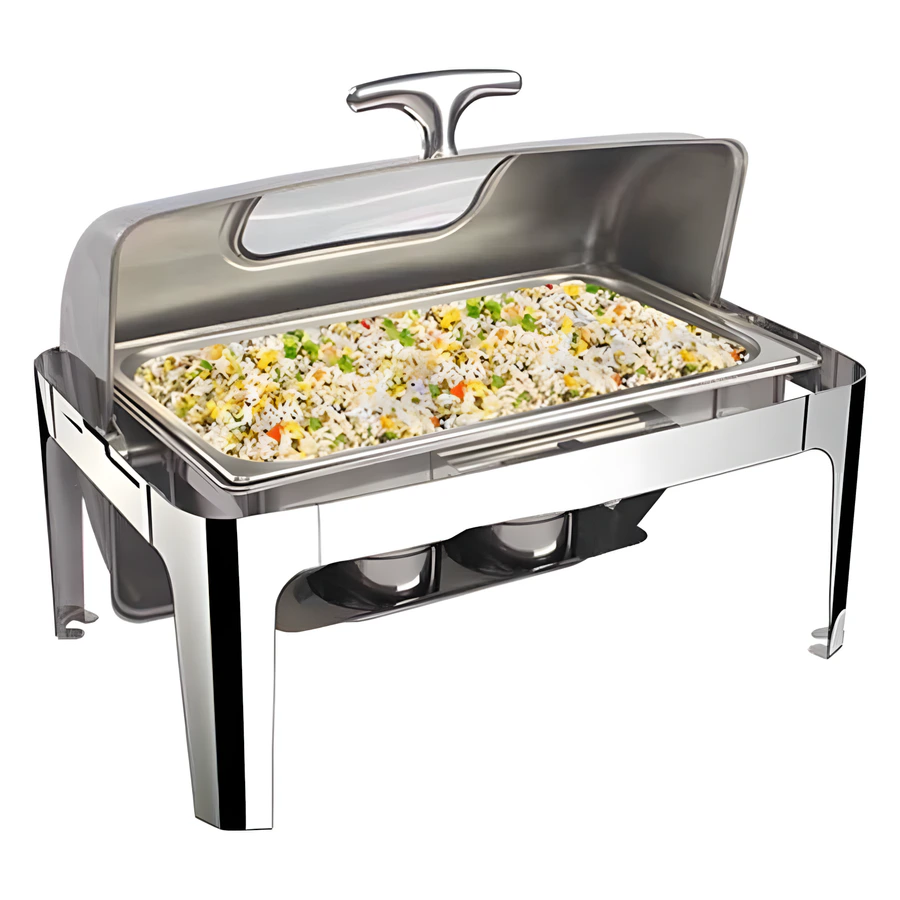Epinox CDR-9C cam pencereli roll top chafing dish, 9 litre 1/1 hazne