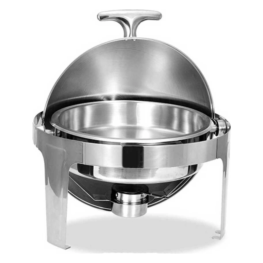 Epinox CDC-6 yuvarlak roll top chafing dish, 6 litre paslanmaz hazne