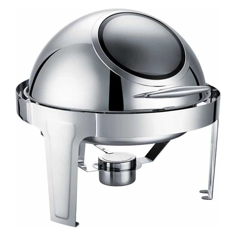 Epinox CDC-6C cam kapaklı yuvarlak roll top chafing dish, 6 litre