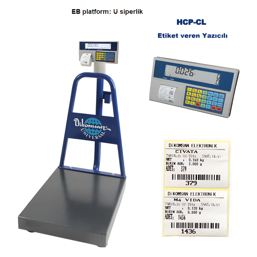 Dikomsan HCP-CL etiket yazıcılı sayıcı baskül