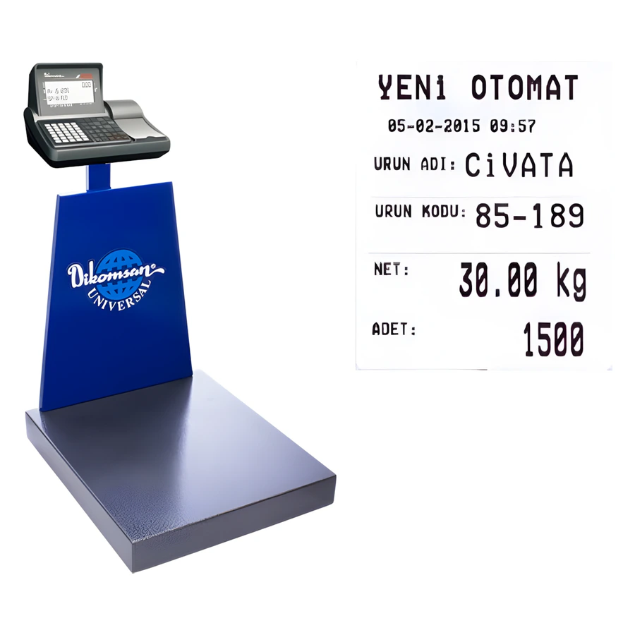 Dikomsan SPC yazıcılı sayıcı baskül, çelik platform ve yazıcılı indikatör