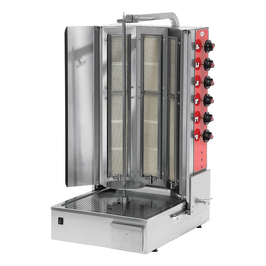 Empero EMP.DN.150-3R alttan motorlu gazlı döner ocağı, 6 ısıtıcılı paslanmaz gövde