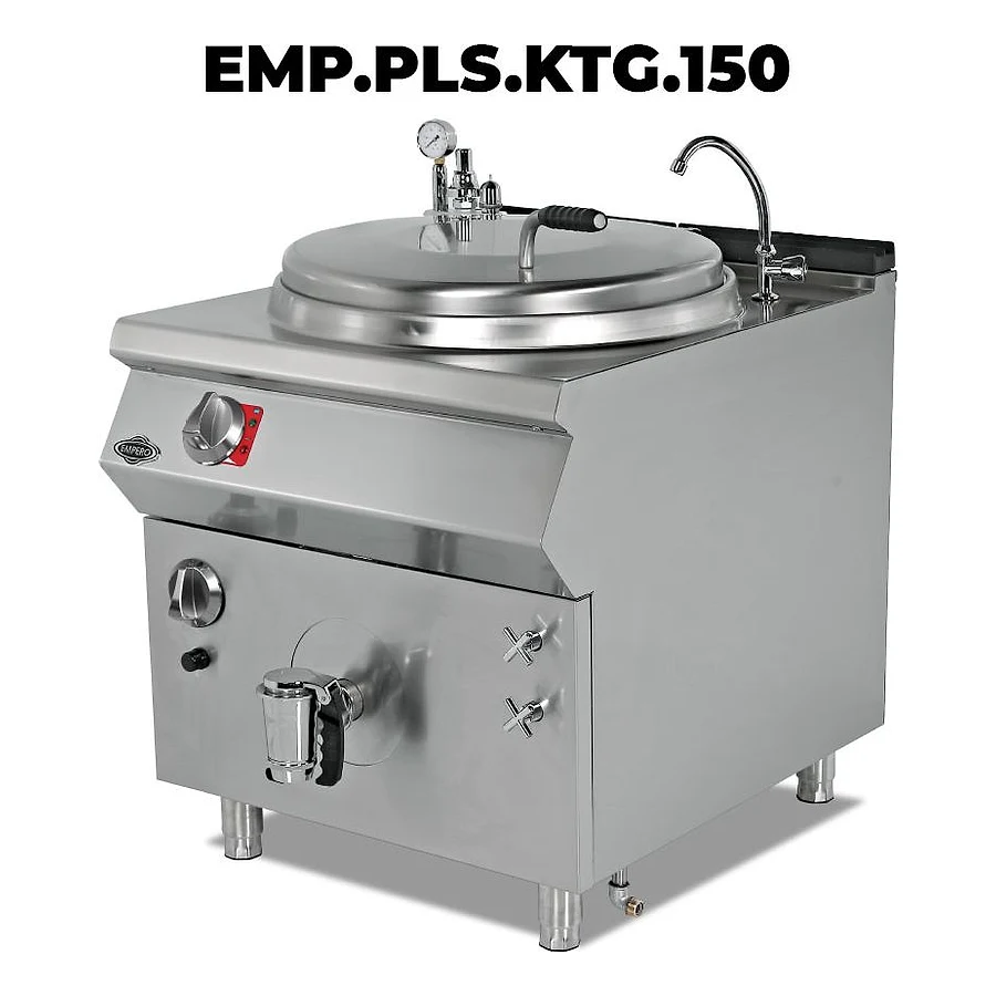 Empero EMP.PLS.KTG.150 gazlı kaynatma tenceresi, 150 litre çift cidarlı paslanmaz kazan