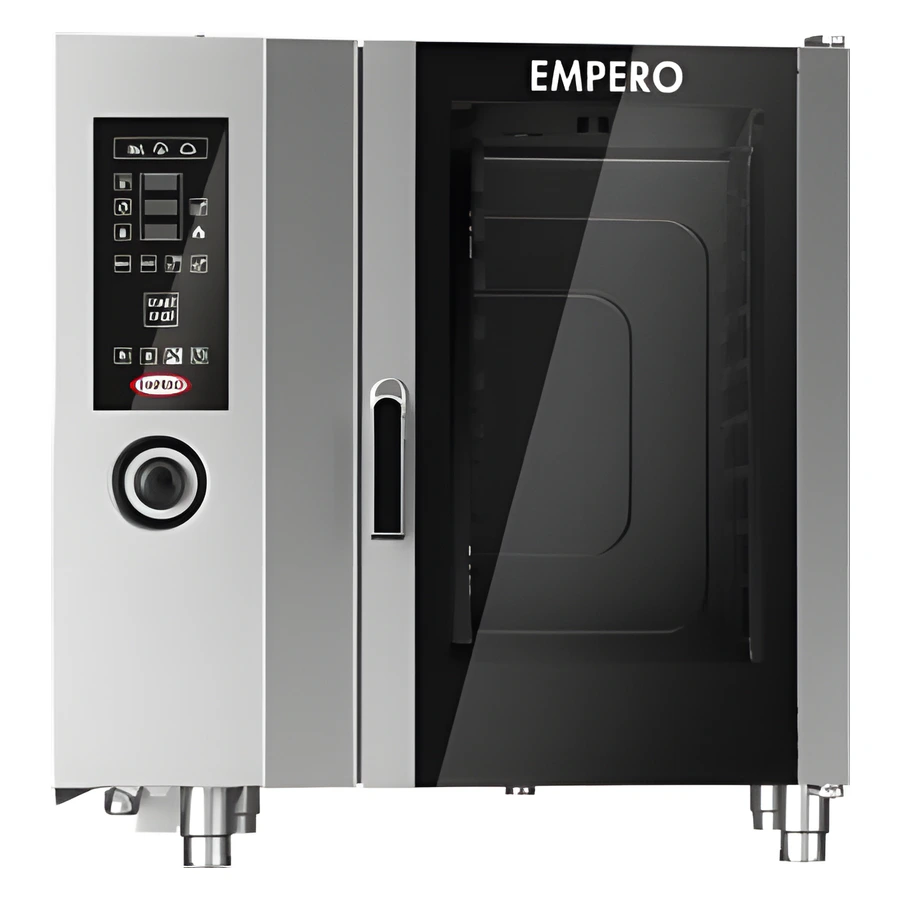 Empero EMP.CBE6 6 GN 1/1 elektrikli kombi fırın, çift camlı kapı ve dijital panel