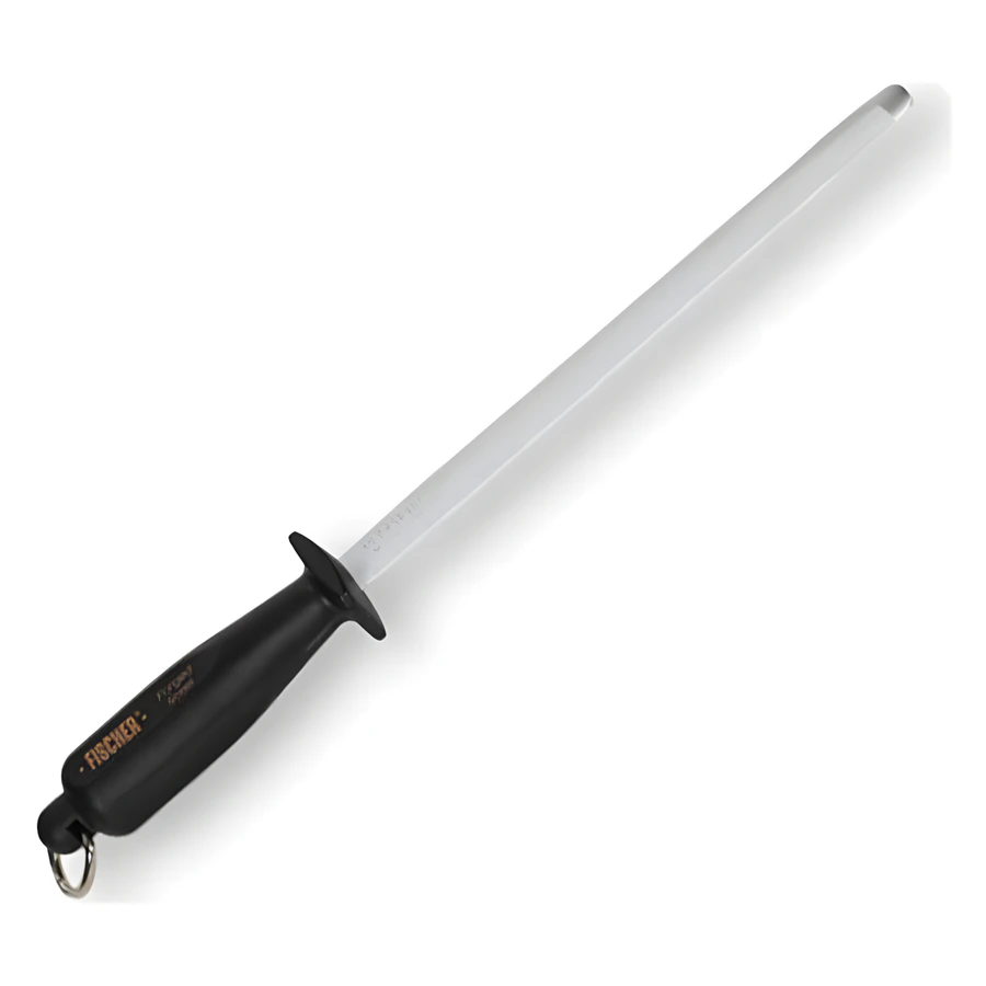 Fischer Eko OV-10 siyah saplı oval masat, 25 cm krom kaplı bileme çeliği
