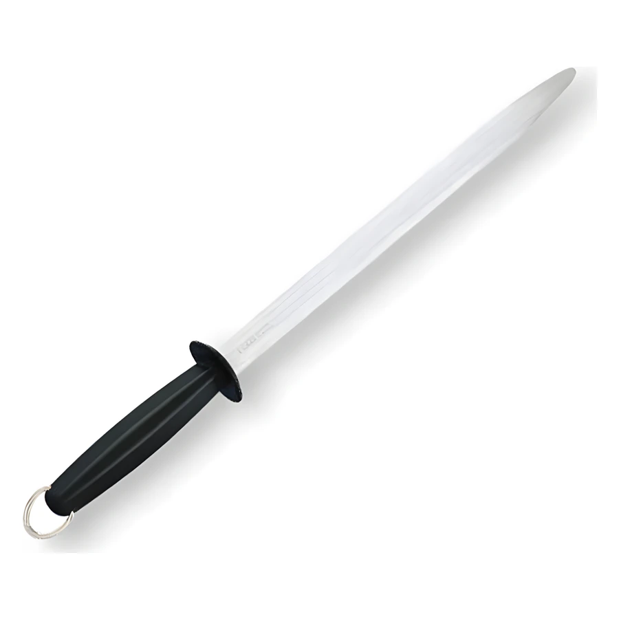 Fischer Eko OV-12 siyah saplı oval masat, 30 cm uzun krom kaplı bileme çeliği