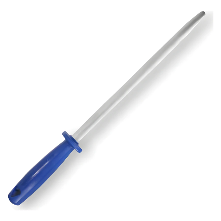 Fischer Inox OV-12 mavi saplı oval masat, 30 cm krom kaplı paslanmaz bileme çeliği