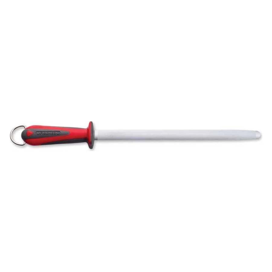 Fischer Real OV-12 kırmızı saplı oval masat, 30 cm uzun kasap bileme çeliği