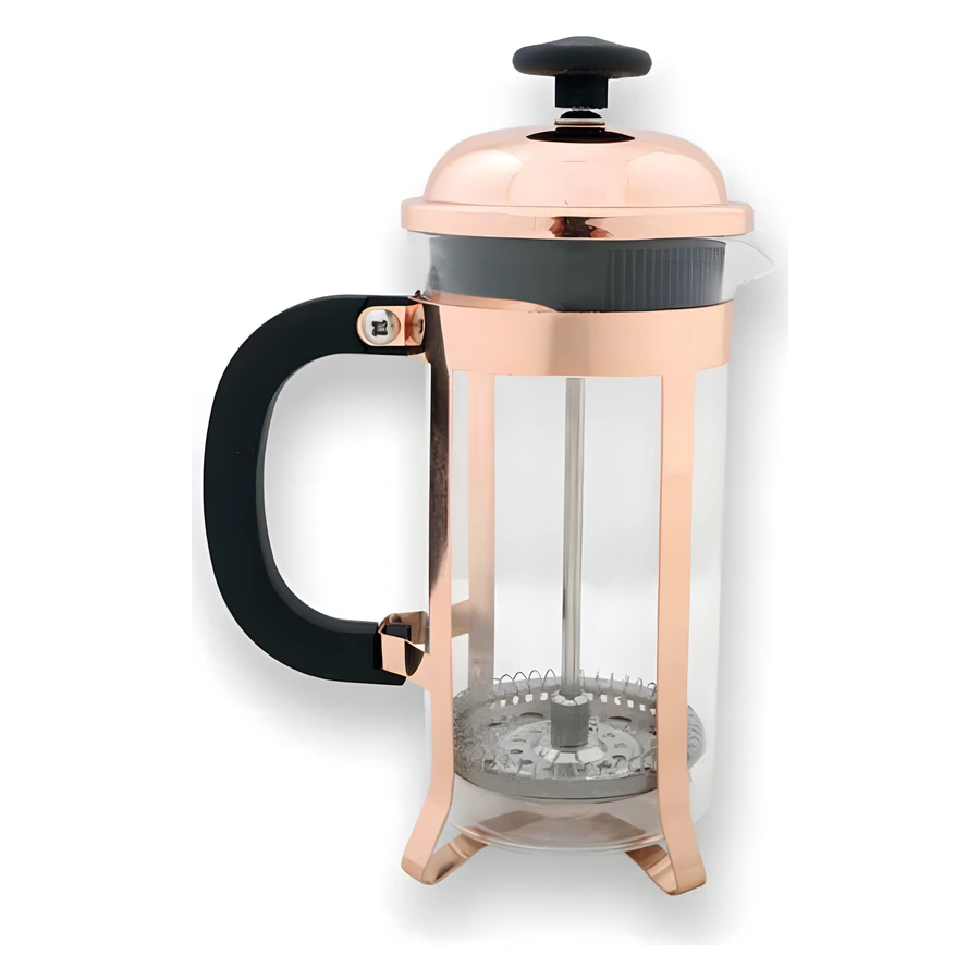 Epinox DÜZ-350B kırmızı altın renkli lüx french press, 350 ml filtreli kahve presi