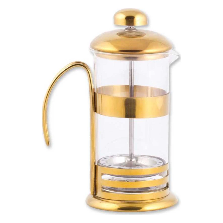 Epinox HLK-350G gold french press 350 ml, altın renk detaylı filtreli kahve presi