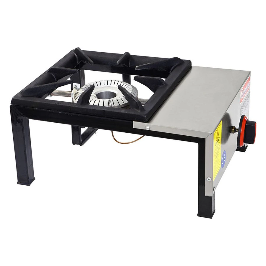 Himaksan HMK-LKK-1 kısa ayaklı tekli doğalgazlı lokanta ocağı, pik döküm ızgara