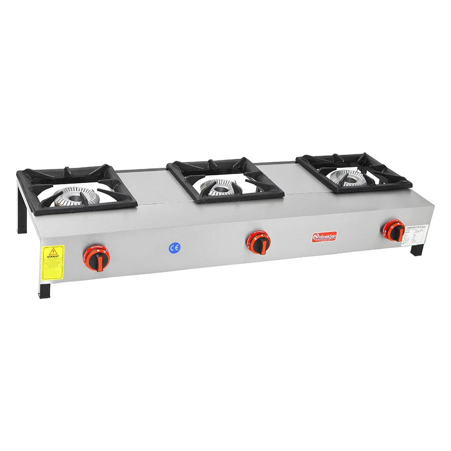 Himaksan HMK-LKK-3 kısa ayaklı üç gözlü doğalgazlı lokanta ocağı