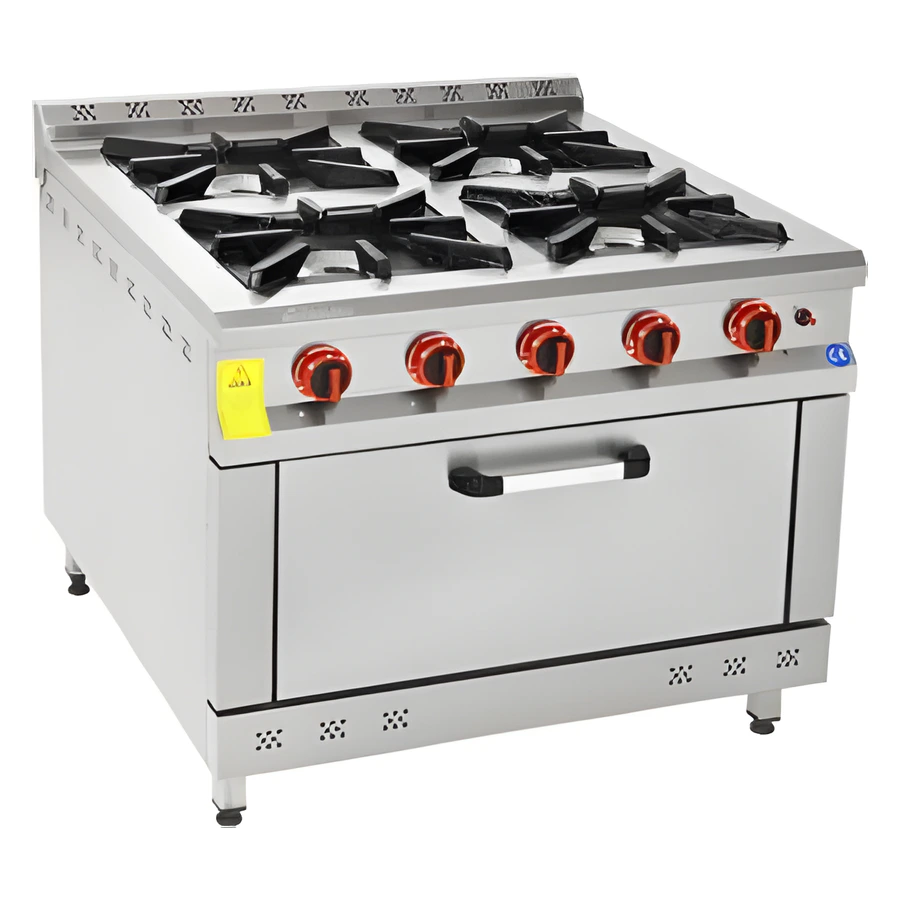 Himaksan HMK-KZG 1010 CE LPG'li 4 gözlü kare kuzine, pik döküm ızgaralar ve fırın