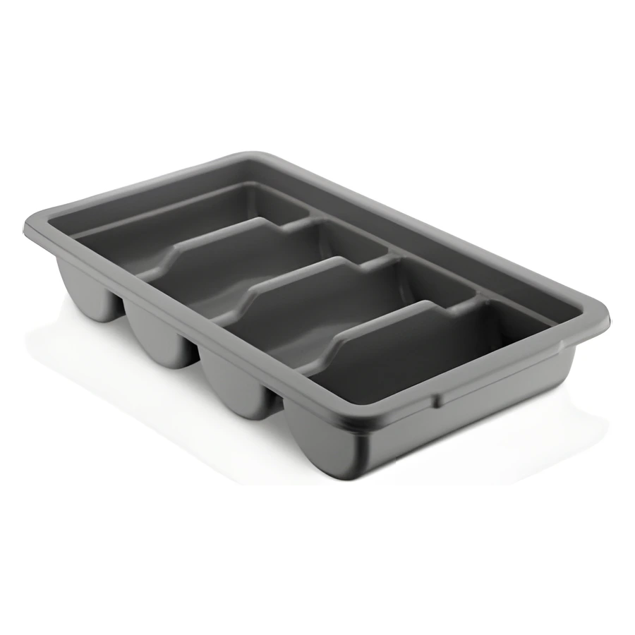 Gastroplast GK-04 4 bölmeli kapaklı kaşıklık, siyah PP