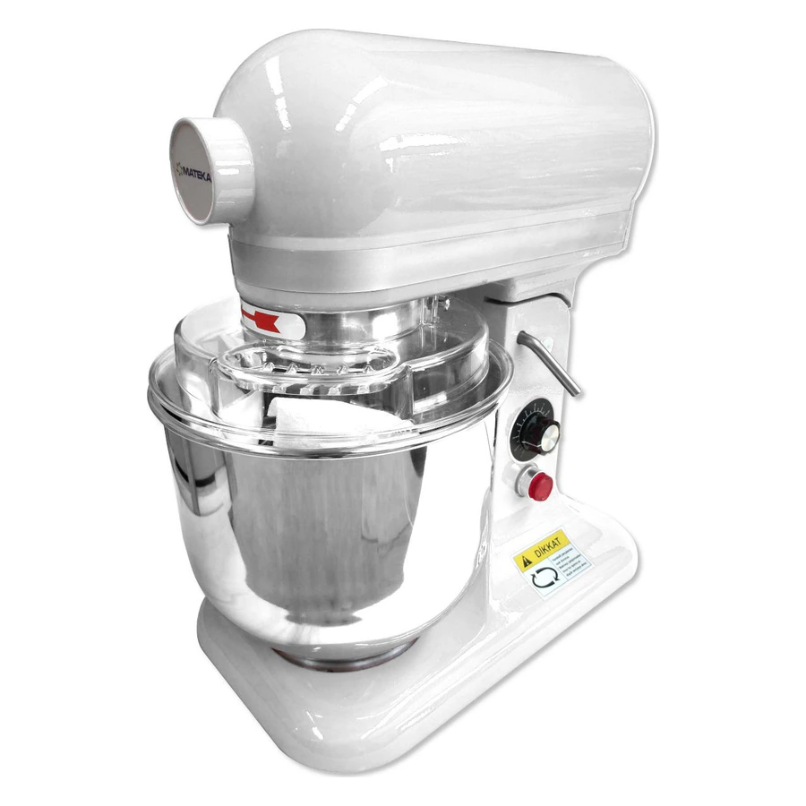 Mateka B8 8 litre hız kontrollü stand mikser, şeffaf kapak ve paslanmaz kazan