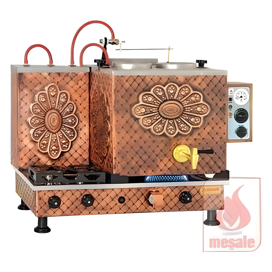 Meşale ANTFO2 Turbo Max antik bakır full otomatik iki demlikli çay ocağı, bakır kazan ve musluk