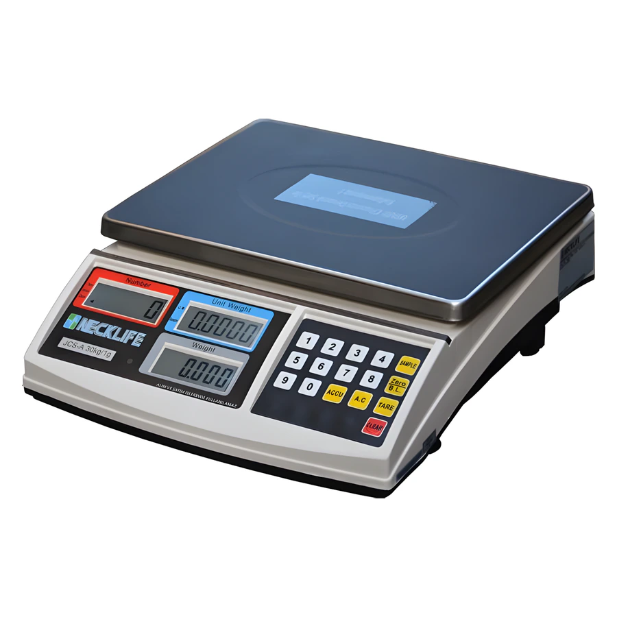 Neck JCS-A 30 kg sayıcı terazi, paslanmaz çelik kefe ve 3 ekranlı LCD gösterge
