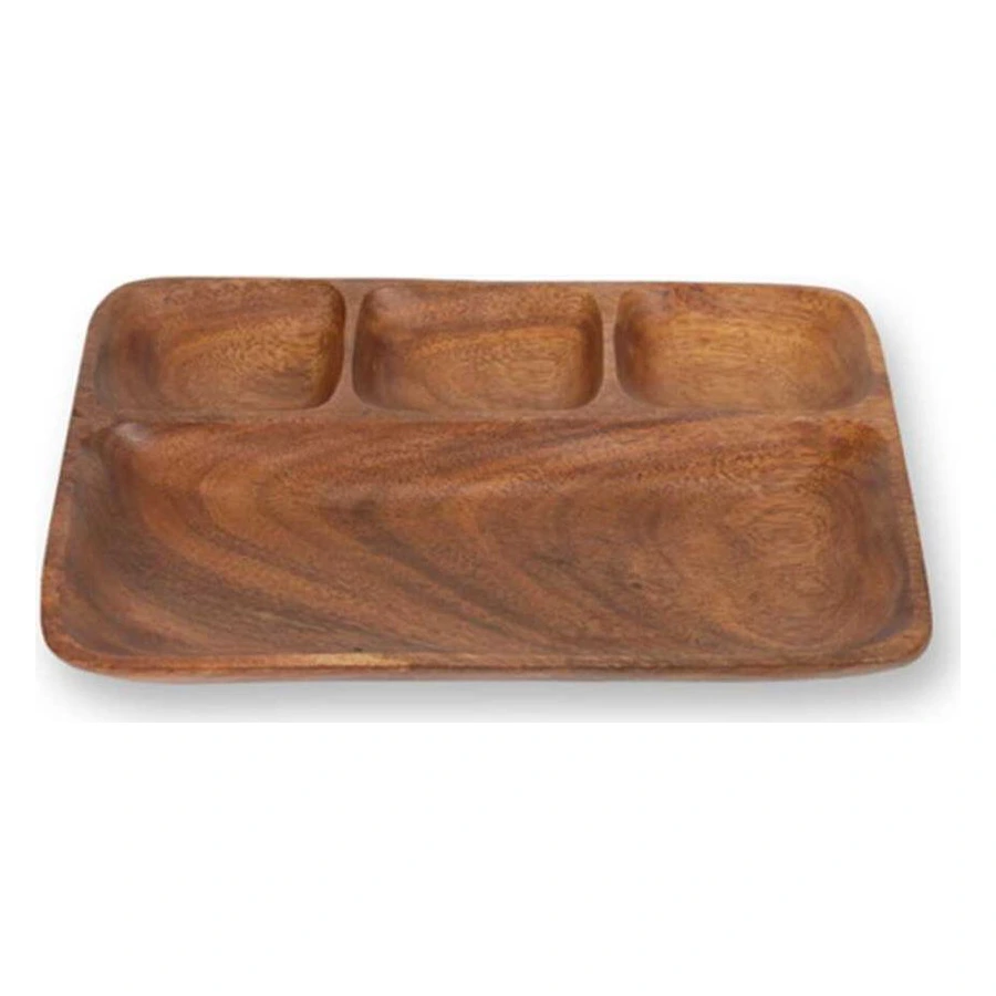 Epinox Nil RAT-2721 akasya ağacı 4 bölmeli kahvaltılık, 21x27 cm