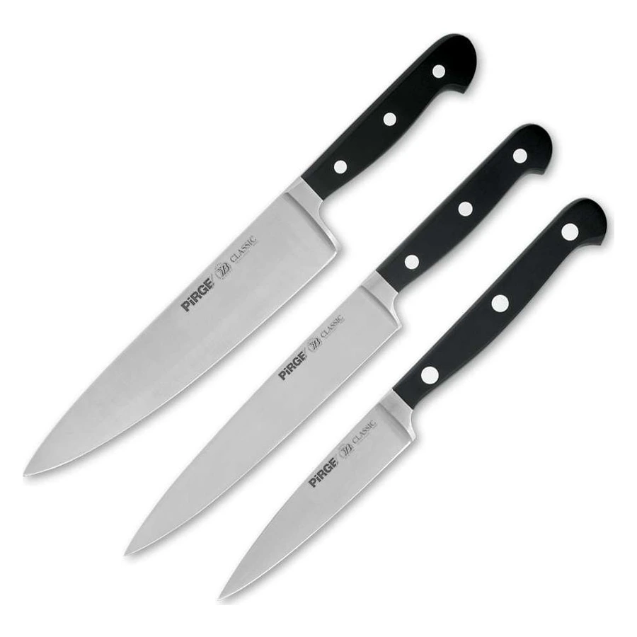 Pirge Classic 35161 üç parça mutfak bıçak seti, sebze, dilimleme ve şef bıçağı