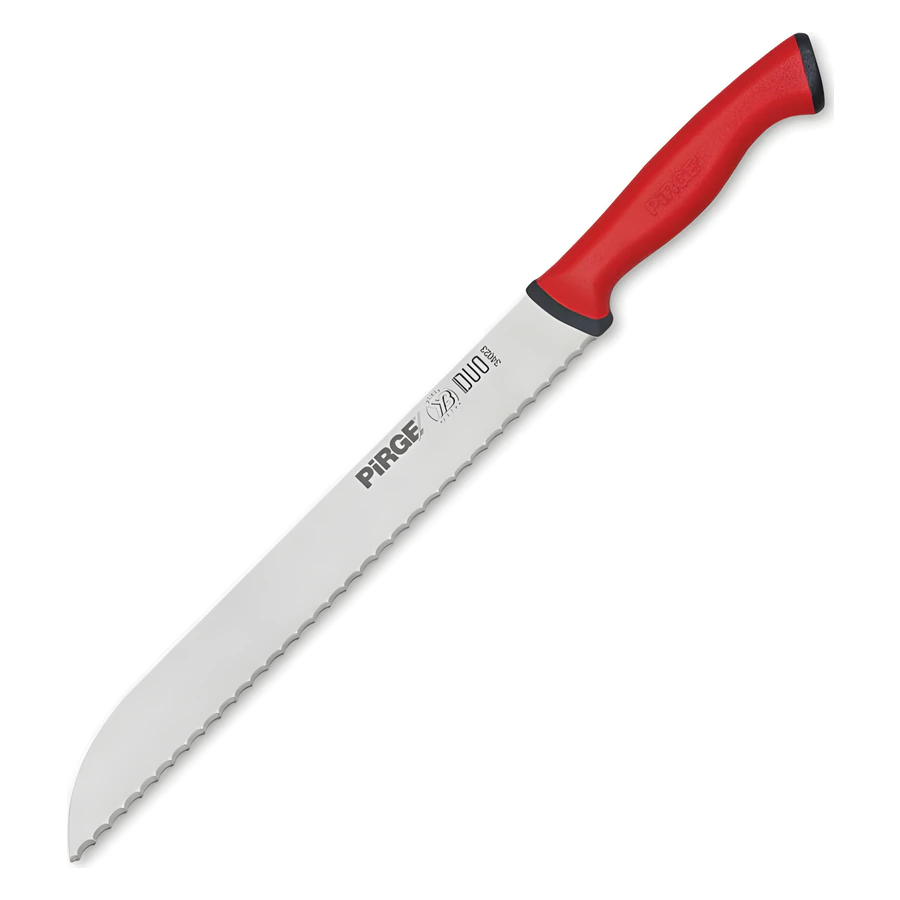 Pirge Duo PRO 34023 ekmek bıçağı 23 cm, dar dalgalı dişli ağız ve kaymaz siyah sap