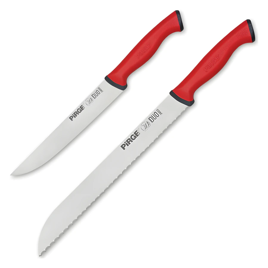 Pirge Duo 35138 ekmek bıçak seti, düz ağızlı ve dalgalı dişli iki ekmek bıçağı