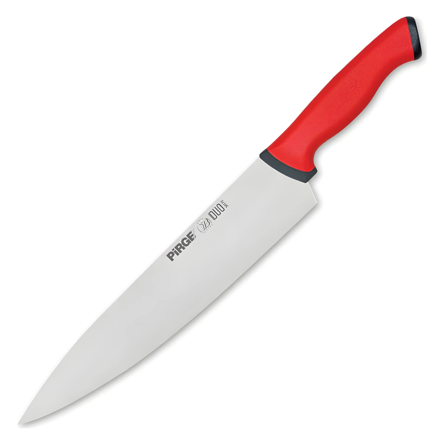 Pirge Duo 34172 büyük şef bıçağı 25 cm, uzun geniş paslanmaz ağız ve TPE sap