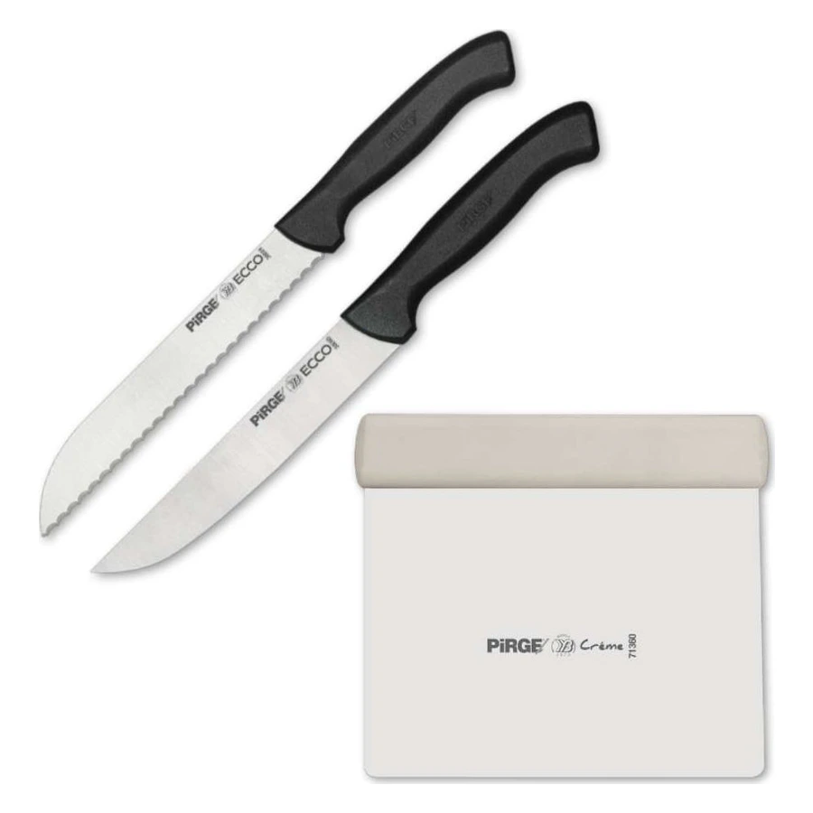 Pirge Ecco 35147 ekmek severler bıçak seti, iki ekmek bıçağı ve hamur kesici