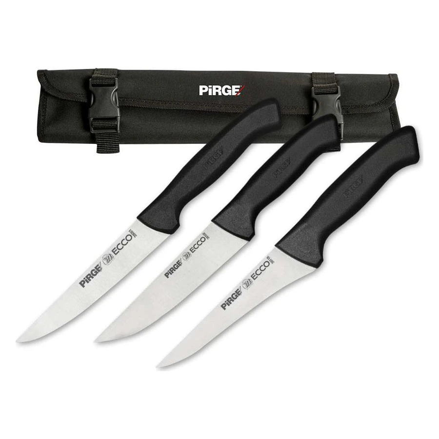 Pirge Ecco 35172 mangal bıçak seti, üç bıçak ve 3'lü bıçak çantası