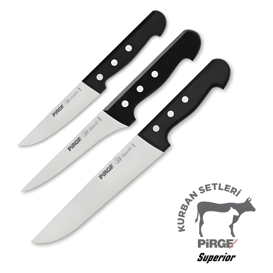 Pirge Superior 35184 kurban bıçak seti, iki kasap bıçağı ve sivri uçlu sıyırma bıçağı