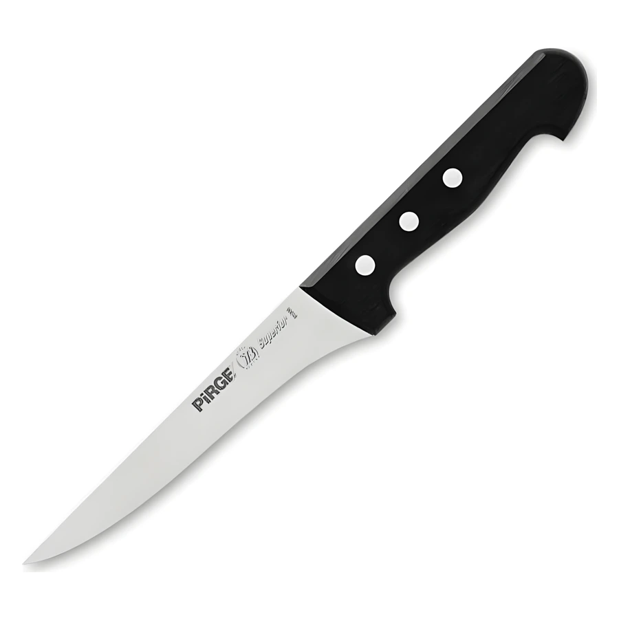 Pirge Superior 91007 uzun sıyırma bıçağı 16,5 cm, daralan çelik ağız ve perçinli ABS sap