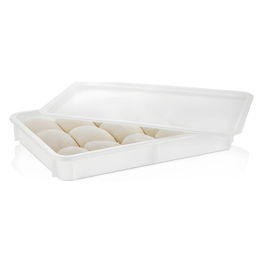 Gastroplast GPH-75 polipropilen pizza hamur teknesi, istiflenebilir yuvarlak kenarlı hamur kabı