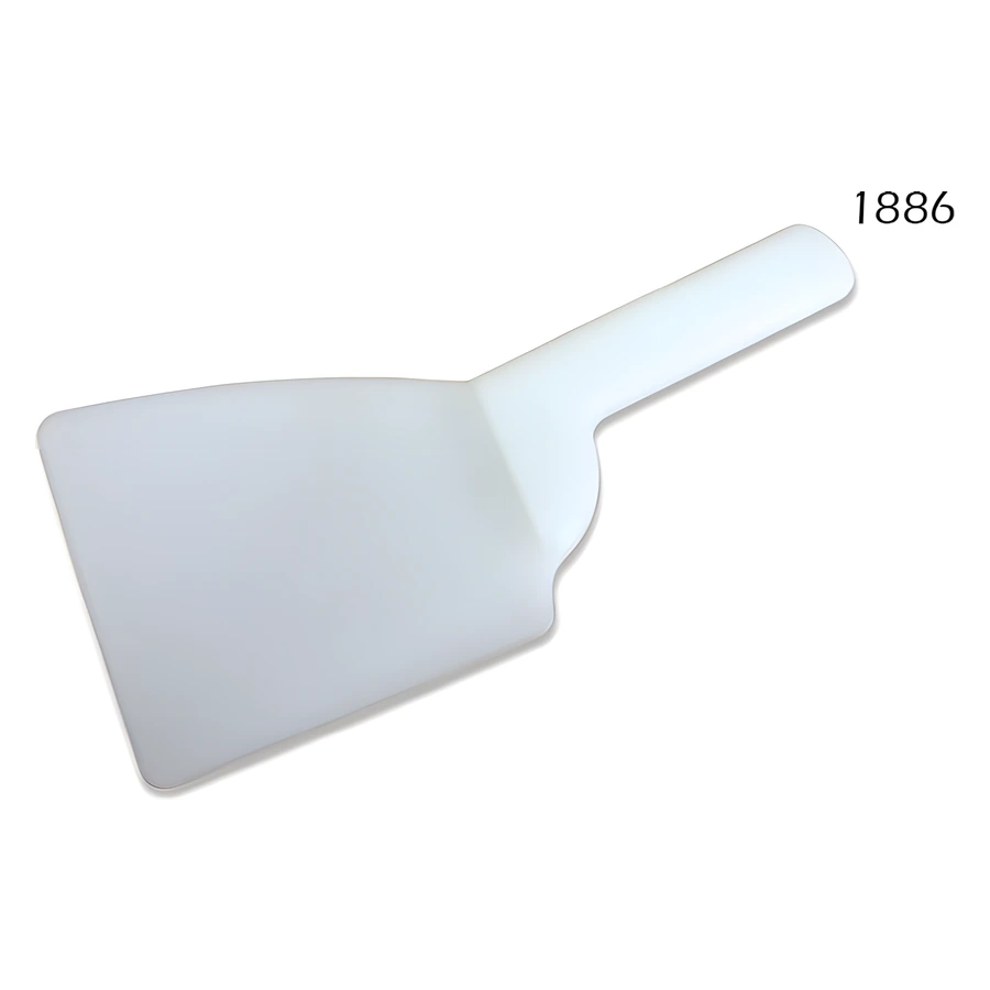 Beyaz polietilen spatula 1886, geniş plastik ağız ve kalın sap