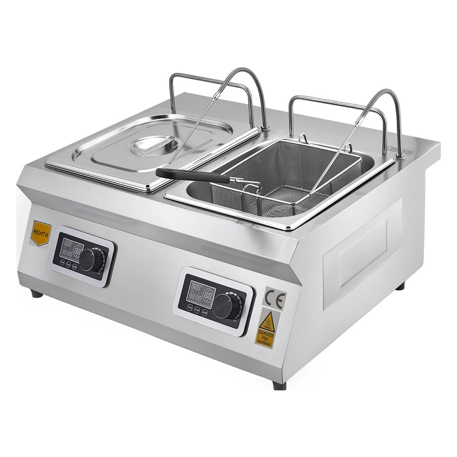 Remta WZ-TZ035x2 6+6 litre çift hazneli elektrikli indüksiyon fritöz, dijital göstergeler