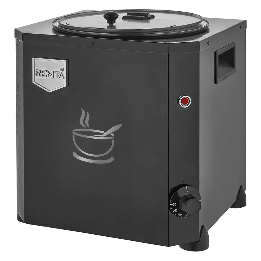 Remta CB18 siyah jumbo 9 lt çorba ısıtıcı, kapaklı büfe tipi