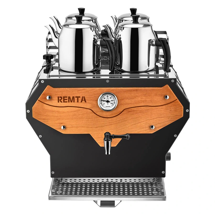 Remta DE24 Pro Serisi 4 demlikli 32 litre Jumbo çay makinesi, paslanmaz gövde ve dört demlik
