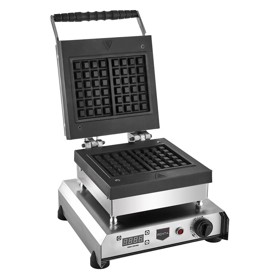 Remta W34 değişebilir döküm yüzeyli elektrikli waffle makinesi, çiçek ve kare kalıp