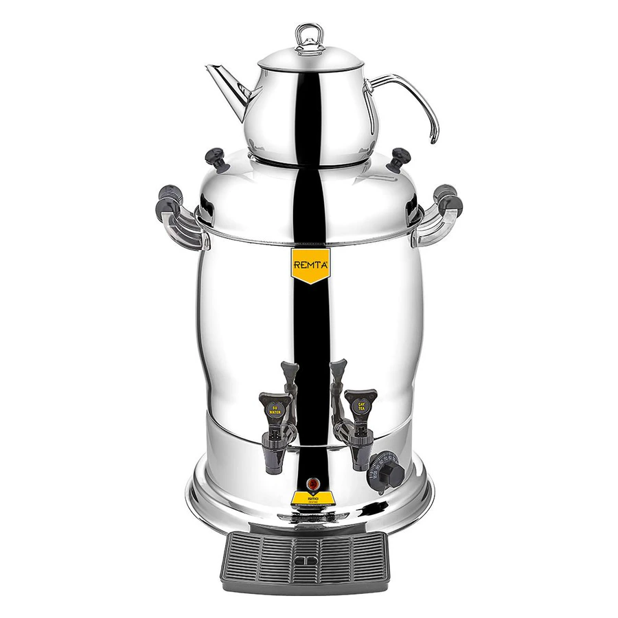Remta R26 midi çift demlikli 9 litre çay makinesi, paslanmaz gövde ve süzgeç