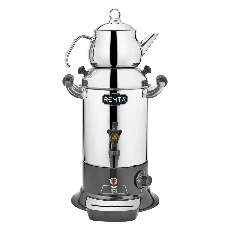 Remta R29 mini tek demlikli 5 litre çay makinesi, paslanmaz gövde ve yalıtımlı kulplar