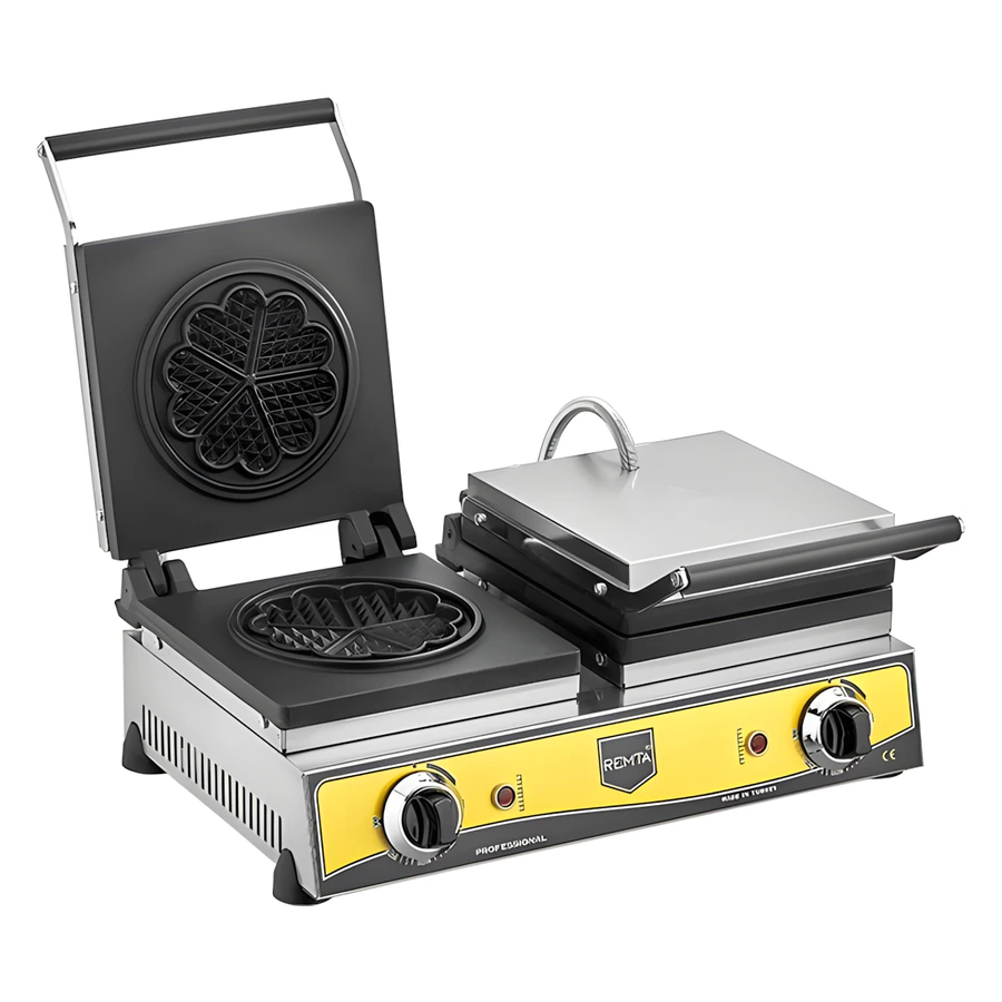 Remta W13 çiftli çiçek model elektrikli waffle makinesi, iki adet 16 cm teflon kaplı kalıp
